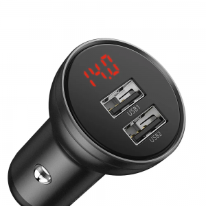 Автомобільний зарядний пристрій Baseus Digital Display Dual USB 4.8A Car Charger 24W Grey