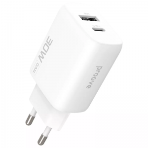 Мережевий зарядний пристрій Proove Silicone Power 2 30W Type-C + USB White